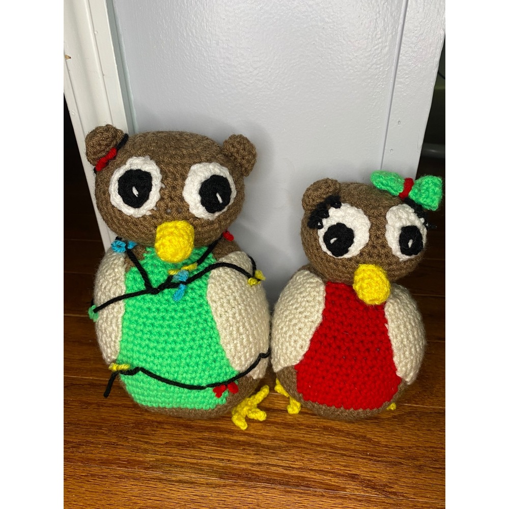 Handmade Crochet Boy and Girl Christmas Owls